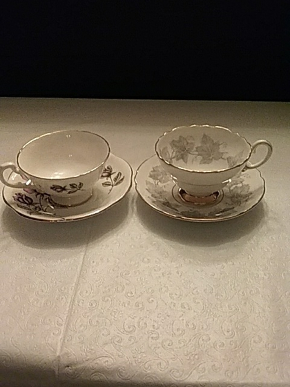Royal Castle Teacup and Saucer Set with Gold Trim Vintage